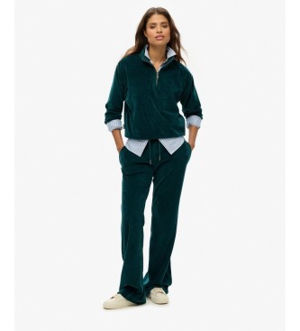 Superdry Green Velour Half zip sweatshirt