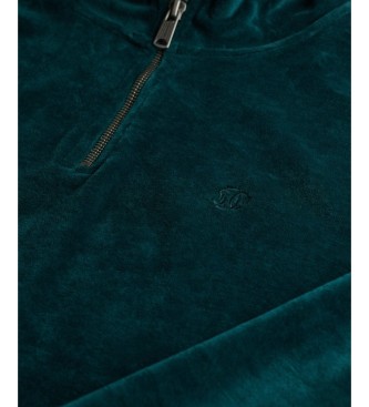 Superdry Green Velour Half zip sweatshirt