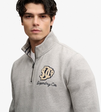 Superdry Sudadera con media cremallera Vintage Athletic Half gris