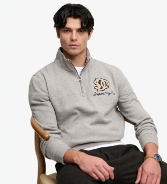 Superdry Sudadera con media cremallera Vintage Athletic Half gris