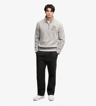Superdry Sudadera con media cremallera Vintage Athletic Half gris