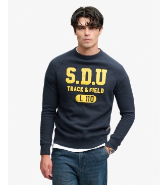 Superdry Pulover Felt Applique Relaxed temno moder