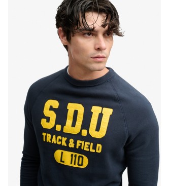 Superdry Pulover Felt Applique Relaxed temno moder