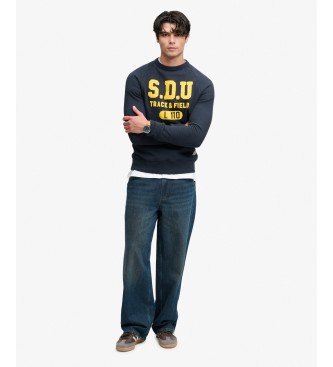 Superdry Pulover Felt Applique Relaxed temno moder