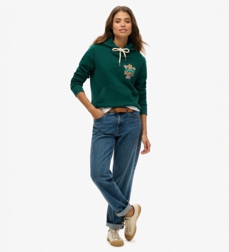 Superdry Grüner Kapuzenpullover Summer Garden