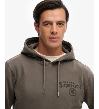 Superdry Moletom com capuz Tokyo Narrative Loose Hood cinza escuro