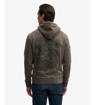 Superdry Moletom com capuz Tokyo Narrative Loose Hood cinza escuro