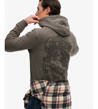 Superdry Moletom com capuz Tokyo Narrative Loose Hood cinza escuro