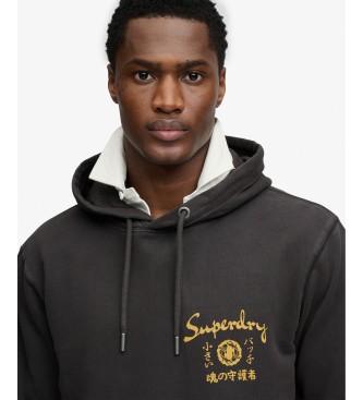 Superdry Moletom com capuz Tokyo Narrative Loose Hood preto