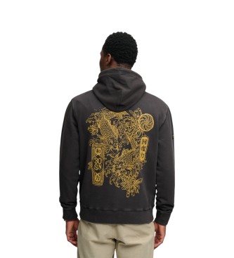 Superdry Moletom com capuz Tokyo Narrative Loose Hood preto