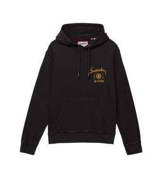 Superdry Moletom com capuz Tokyo Narrative Loose Hood preto