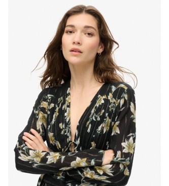 Superdry Blusa 70S floral preta