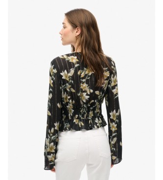 Superdry Blusa 70S floral preta