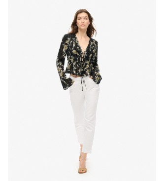 Superdry Blusa 70S floral preta
