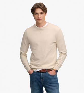 Superdry Beige Slub Waffle Long Sleeve T-Shirt