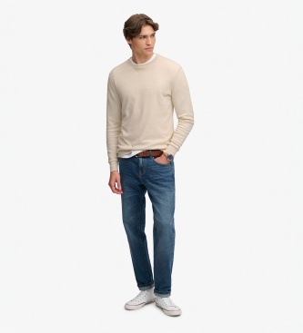 Superdry Beige Slub Waffle Long Sleeve T-Shirt