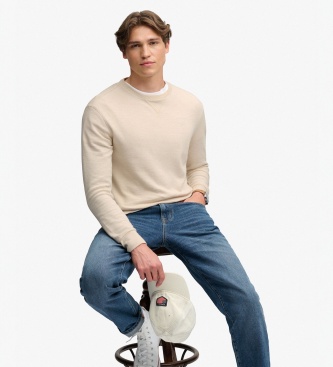 Superdry Beige Slub Waffle Long Sleeve T-Shirt