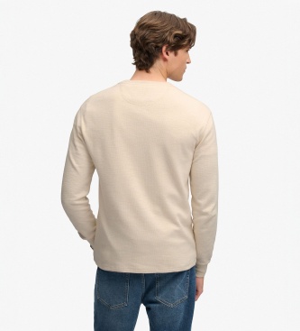 Superdry Beige Slub Waffle Long Sleeve T-Shirt