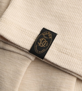 Superdry Beige Slub Waffle Long Sleeve T-Shirt