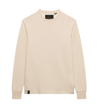Superdry Beige Slub Waffle Long Sleeve T-Shirt