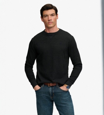 Superdry Black Slub Waffle long-sleeve t-shirt
