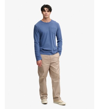 Superdry Maglietta Cotton Linen Pocket blu