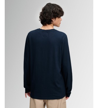 Superdry Marineblauw Cotton Linen Pocket T-shirt met lange mouwen