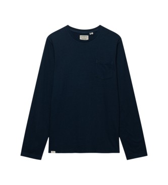 Superdry Marineblauw Cotton Linen Pocket T-shirt met lange mouwen