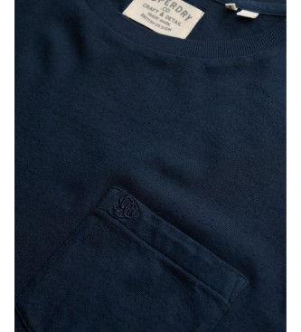 Superdry Marineblauw Cotton Linen Pocket T-shirt met lange mouwen