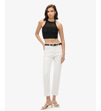 Superdry Top Crop Halter Crochet Noir