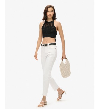 Superdry Top Crop Halter Crochet Noir