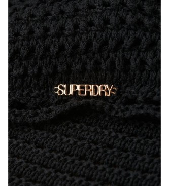 Superdry Top Crop Halter Crochet Noir