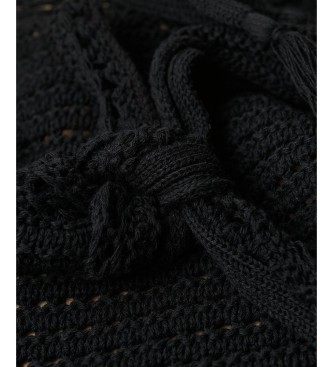 Superdry Top Crop Halter Crochet Noir