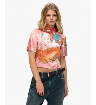 Superdry Coral Mandarin Jacquard top