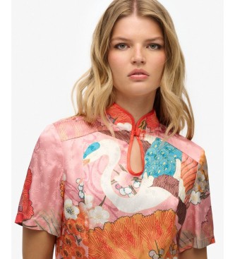 Superdry Coral Mandarin Jacquard top