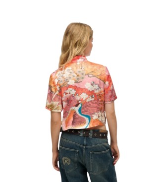 Superdry Coral Mandarin Jacquard top