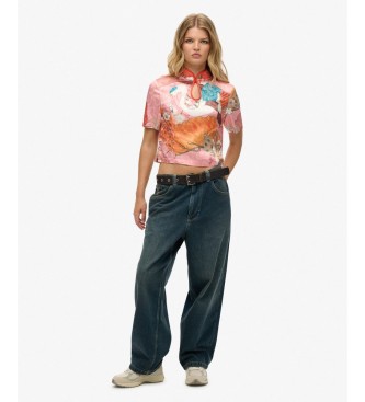 Superdry Coral Mandarin Jacquard top