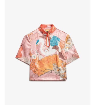 Superdry Coral Mandarin Jacquard top