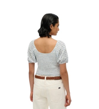 Superdry Blue Smocked Woven Top