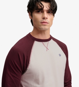 Superdry Vintage Athletic Baseball T-shirt, beige and burgundy