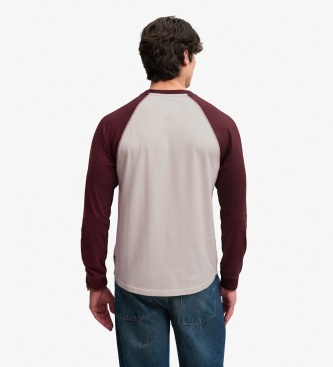 Superdry Vintage Athletic Baseball T-shirt, beige and burgundy