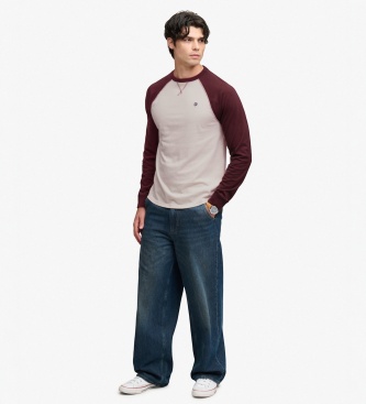 Superdry Vintage Athletic Baseball T-shirt, beige and burgundy