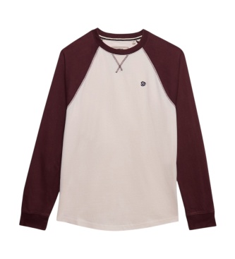Superdry Vintage Athletic Baseball T-shirt, beige and burgundy