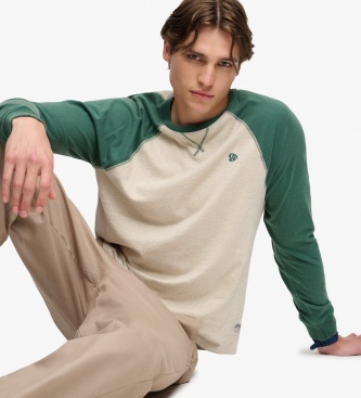 Superdry Vintage Athletic Baseball T-shirt, beige, green