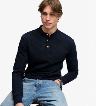 Superdry Marineblauw shirt met mao-kraag