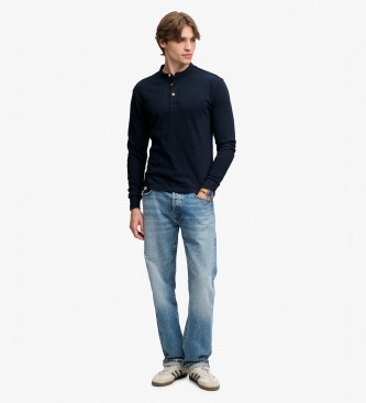 Superdry Marineblauw shirt met mao-kraag