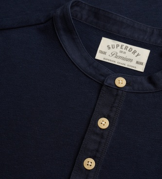 Superdry Marineblauw shirt met mao-kraag