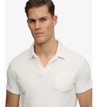 Superdry Polo en tissu éponge Blanc cassé