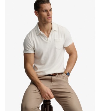 Superdry Polo en tissu éponge Blanc cassé