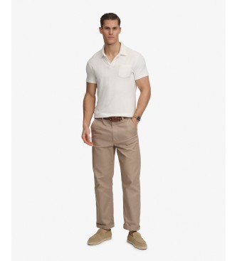 Superdry Polo en tissu éponge Blanc cassé